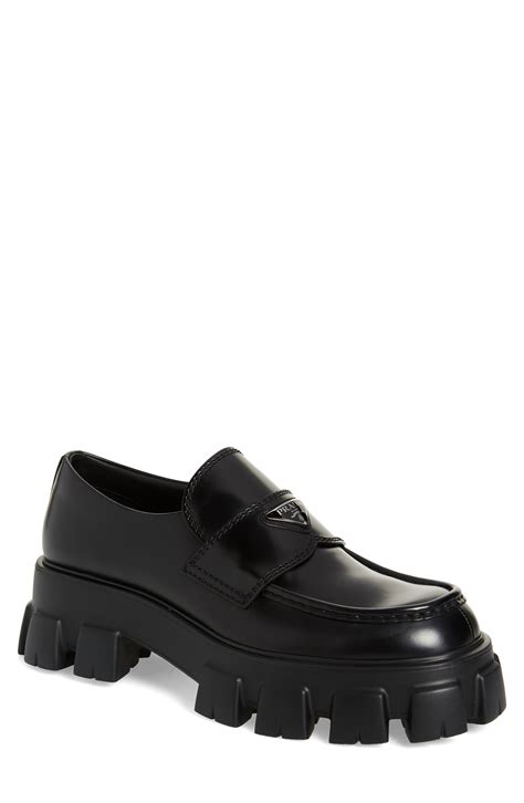 prada monolith logo loafers|prada monolith loafers men.